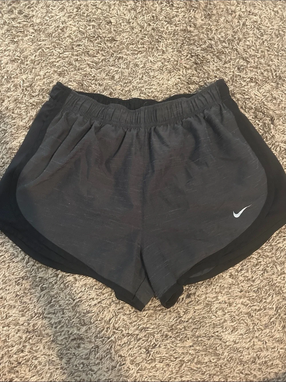 Nike Women's Dark Gray Athletic Running Shorts with Black Trim Z